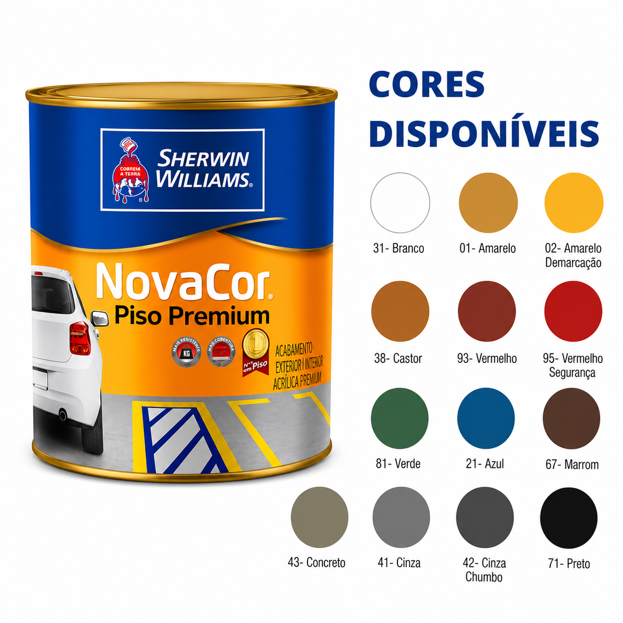 Catálogo de cores da Tinta de Piso NovaCor Piso Premium
