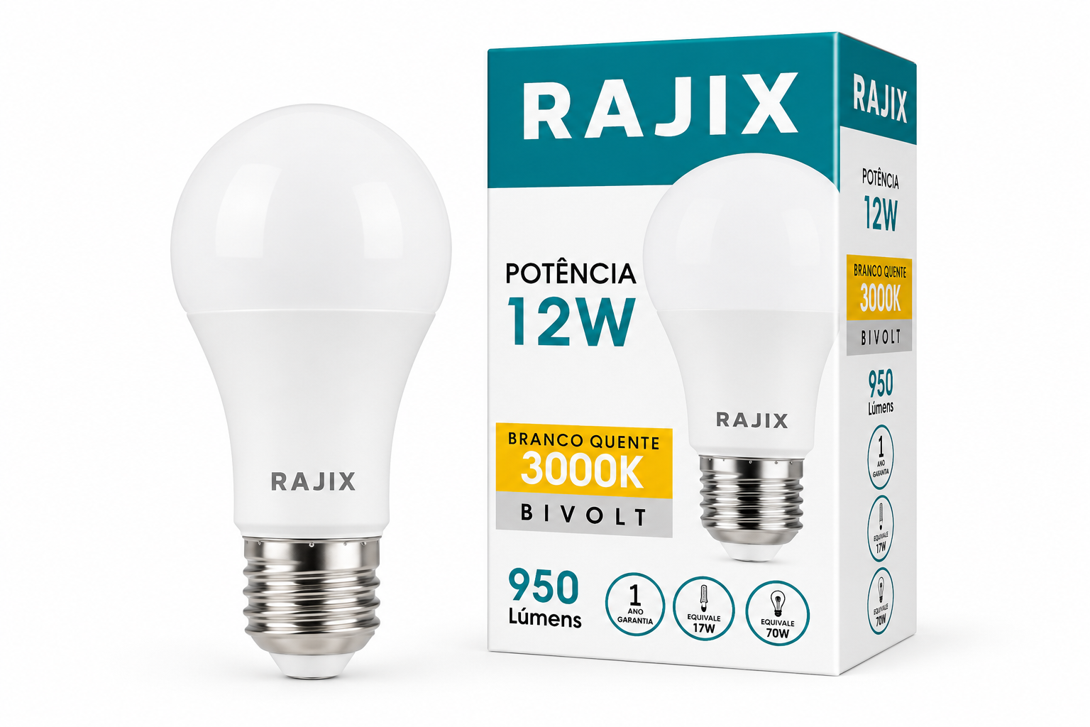 Lâmpada LED Bulbo Rajix 12W