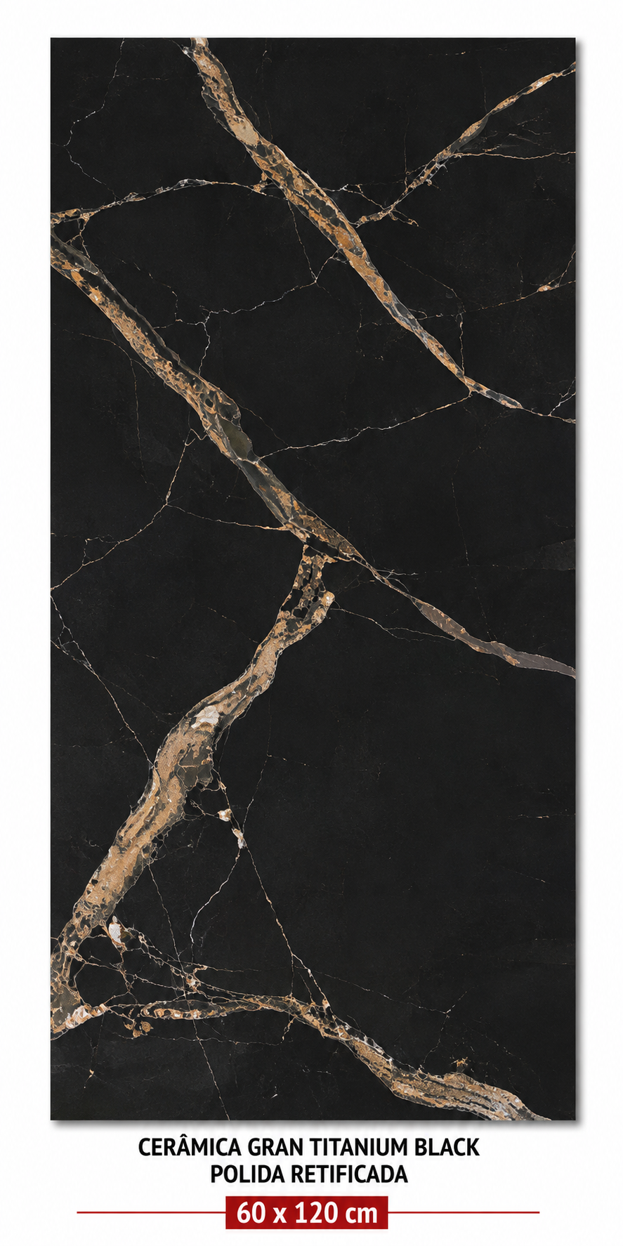 Cerâmica Gran Titanium Black Polida Retificada 60x120