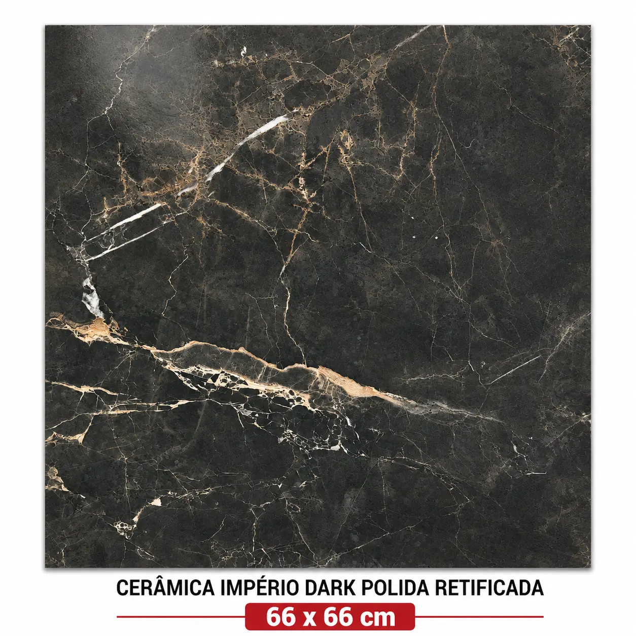 Cerâmica Império Dark Polida Retificada 66x66