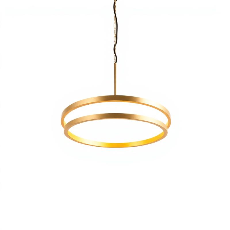 Lustre Pendente Moderno LED Dourado Redondo para Sala