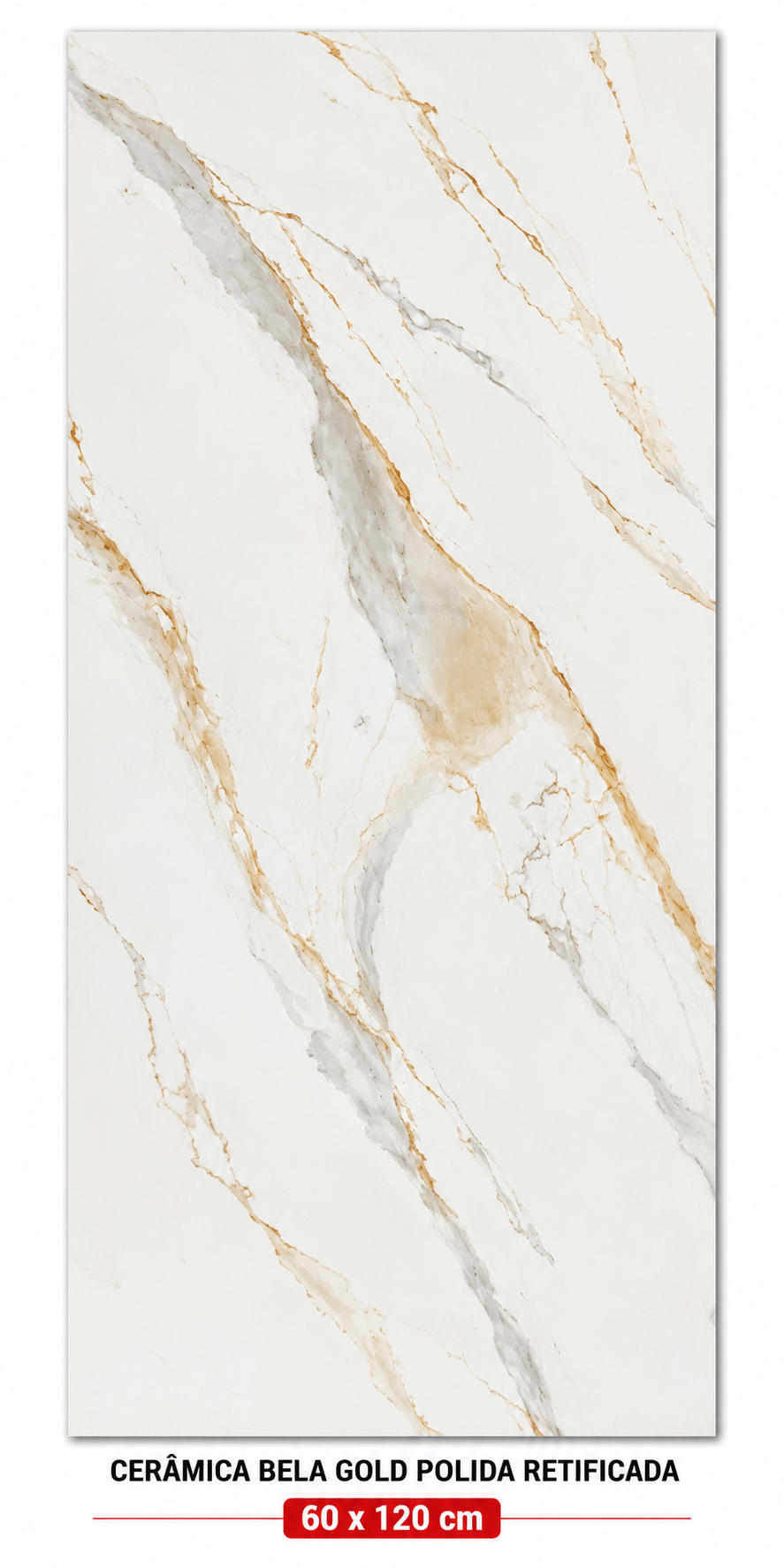 Cerâmica Bela Gold Polida Retificada 60x120