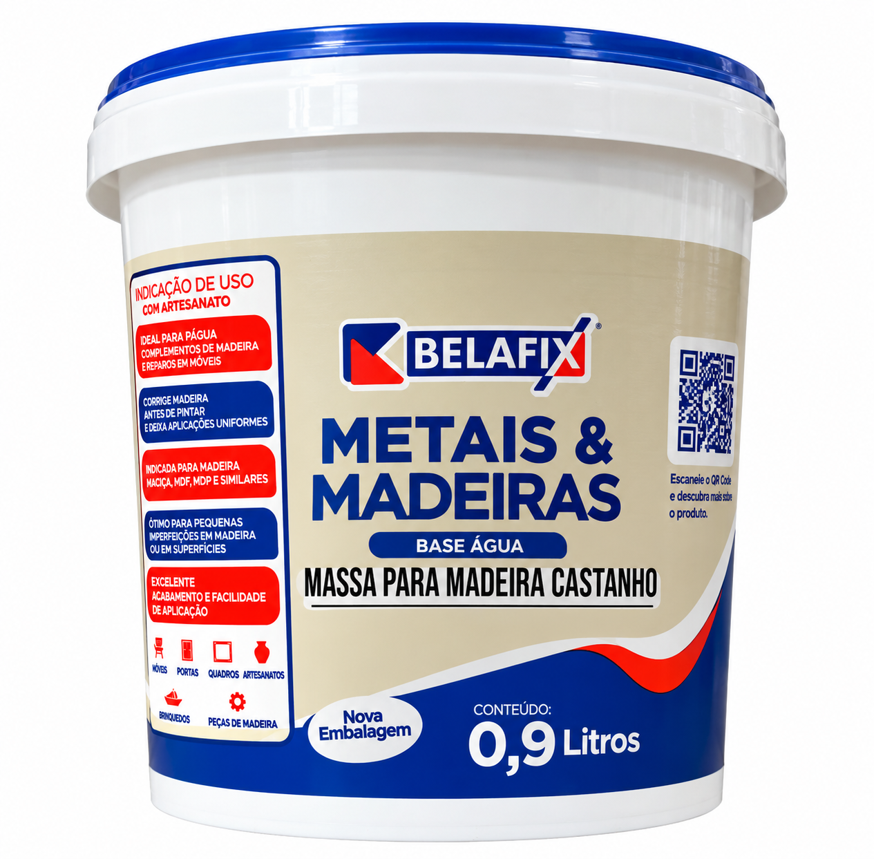 Massa para Madeira Castanho Belafix 0,9 L