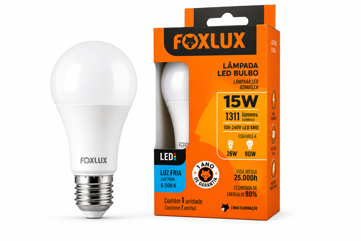 Lâmpada LED Bulbo Foxlux 15W