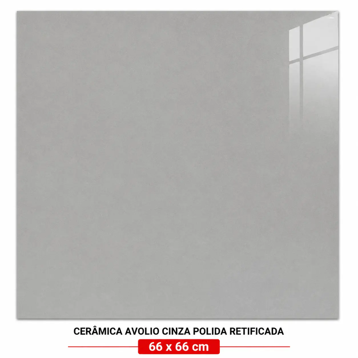Cerâmica Avolio Cinza Polida Retificada 66x66