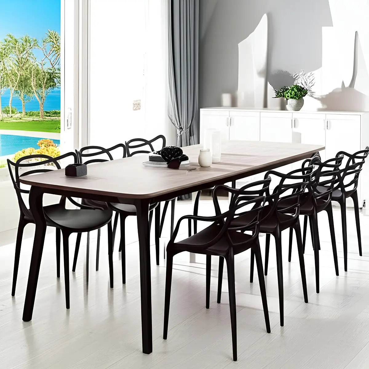 Cadeira de Jantar Rivatti Allegra Preta — Kit com 6 Unidades