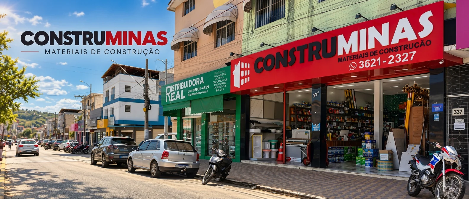 Fachada da Construminas na Avenida Santos Dumont, 337, em Nanuque